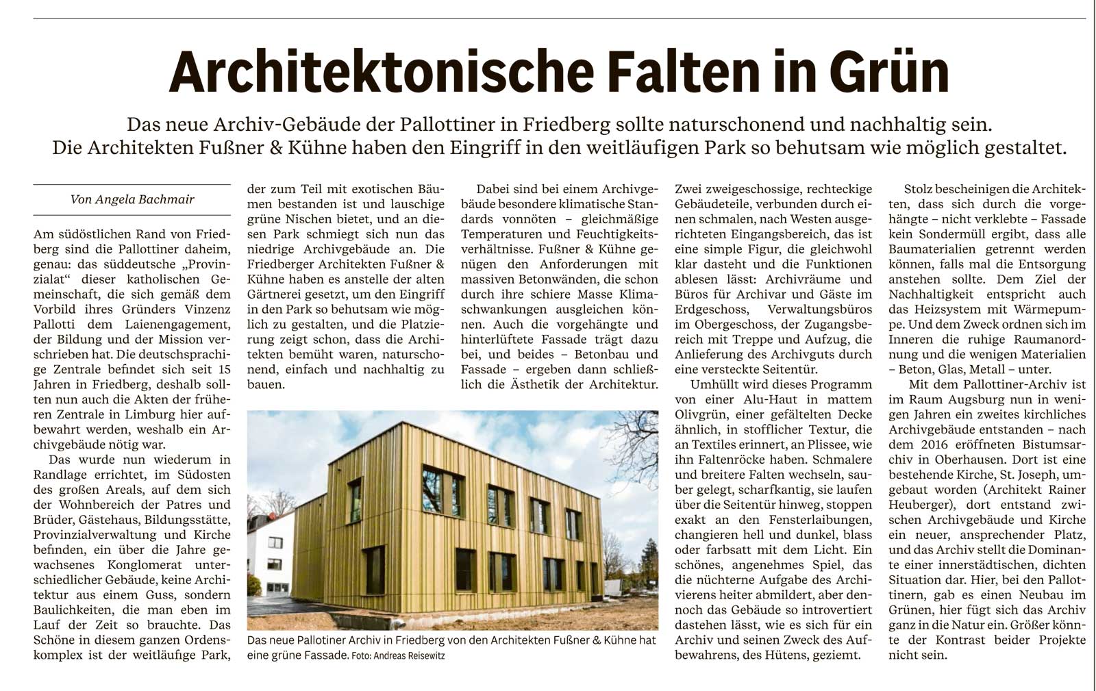 Presseartikel 2022 Fußner kühne architekten Pallottiner